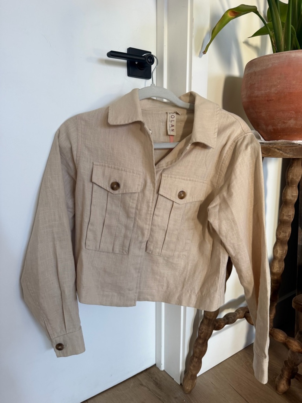 dolan Neutral Beige Cropped Utility Jacket